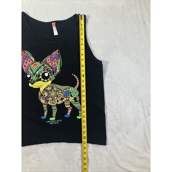 Comfort Euro Cotton Tank Top Chihuahua Bright Colored Chichen Itza Mexico SZ LG - Picture 5 of 6
